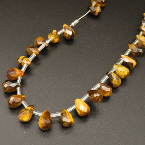Natural Gold Tiger Eye,Drop,Faceted,Dyed,Gold Yellow,6*9mm,Hole:0.5mm,about 44pcs/strsnd,about 23g/strand,5 strands/package,15"(38cm),XBGB04335vila-L001