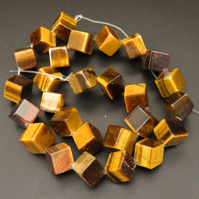 Natural Gold Tiger Eye,Squre,Dyed,Gold Yellow,10*10*10mm,Hole:1mm,about 27pcs/strsnd,about 72g/strand,5 strands/package,16"(40cm),XBGB04338vila-L001