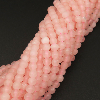 Natural Rose Quartz,Round,Frosted,Pink,4mm,Hole:0.5mm,about 90pcs/strsnd,about 9g/strand,5 strands/package,15"(38cm),XBGB04344aakl-L001