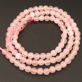 Natural Rose Quartz,Round,Frosted,Pink,4mm,Hole:0.5mm,about 90pcs/strsnd,about 9g/strand,5 strands/package,15"(38cm),XBGB04344aakl-L001