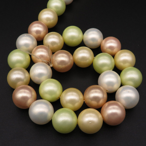 Shell Pearl Beads,Round,Dyed,Mixed color,12mm,Hole:1mm,about 32pcs/strsnd,about 80g/strand,5 strands/package,15"(38cm),XBSP00378bhia-L001