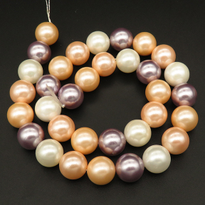 Shell Pearl Beads,Round,Dyed,Mixed color,12mm,Hole:1mm,about 32pcs/strsnd,about 80g/strand,5 strands/package,15"(38cm),XBSP00381bhia-L001