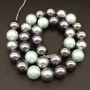 Shell Pearl Beads,Round,Dyed,Mixed color,12mm,Hole:1mm,about 32pcs/strsnd,about 80g/strand,5 strands/package,15"(38cm),XBSP00390bhia-L001