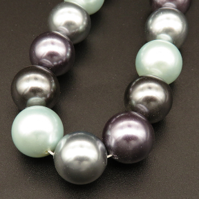 Shell Pearl Beads,Round,Dyed,Mixed color,12mm,Hole:1mm,about 32pcs/strsnd,about 80g/strand,5 strands/package,15"(38cm),XBSP00390bhia-L001