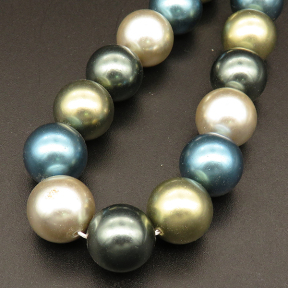 Shell Pearl Beads,Round,Dyed,Mixed color,12mm,Hole:1mm,about 32pcs/strsnd,about 80g/strand,5 strands/package,15"(38cm),XBSP00393bhia-L001