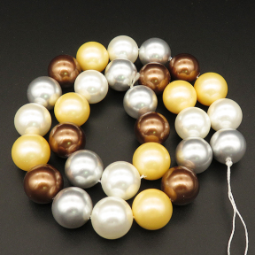 Shell Pearl Beads,Round,Dyed,Mixed color,14mm,Hole:1mm,about 27pcs/strsnd,about 110g/strand,5 strands/package,15"(38cm),XBSP00396ahlv-L001