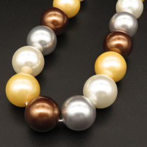 Shell Pearl Beads,Round,Dyed,Mixed color,14mm,Hole:1mm,about 27pcs/strsnd,about 110g/strand,5 strands/package,15"(38cm),XBSP00396ahlv-L001