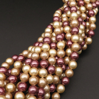 Shell Pearl Beads,Round,Dyed,Mixed color,6mm,Hole:0.5mm,about 63pcs/strsnd,about 22g/strand,5 strands/package,15"(38cm),XBSP00399vbnb-L001