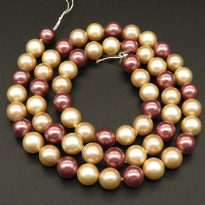 Shell Pearl Beads,Round,Dyed,Mixed color,6mm,Hole:0.5mm,about 63pcs/strsnd,about 22g/strand,5 strands/package,15"(38cm),XBSP00399vbnb-L001