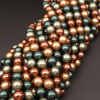 Shell Pearl Beads,Round,Dyed,Mixed color,8mm,Hole:1mm,about 48pcs/strsnd,about 36g/strand,5 strands/package,15"(38cm),XBSP00405bbov-L001