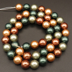 Shell Pearl Beads,Round,Dyed,Mixed color,8mm,Hole:1mm,about 48pcs/strsnd,about 36g/strand,5 strands/package,15"(38cm),XBSP00405bbov-L001