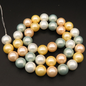 Shell Pearl Beads,Round,Dyed,Mixed color,10mm,Hole:0.8mm,about 38pcs/strsnd,about 55g/strand,5 strands/package,15"(38cm),XBSP00411vbpb-L001