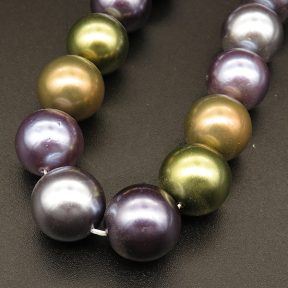 Shell Pearl Beads,Round,Dyed,Mixed color,12mm,Hole:1mm,about 32pcs/strsnd,about 80g/strand,5 strands/package,15"(38cm),XBSP00414bhia-L001