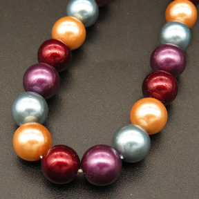 Shell Pearl Beads,Round,Dyed,Mixed color,8mm,Hole:0.8mm,about 48pcs/strsnd,about 36g/strand,5 strands/package,15"(38cm),XBSP00420bbov-L001