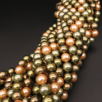 Shell Pearl Beads,Round,Dyed,Mixed color,10mm,Hole:1mm,about 38pcs/strsnd,about 55g/strand,5 strands/package,15"(38cm),XBSP00426vbpb-L001