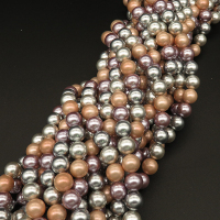 Shell Pearl Beads,Round,Dyed,Mixed color,8mm,Hole:1mm,about 48pcs/strsnd,about 36g/strand,5 strands/package,15"(38cm),XBSP00429bbov-L001