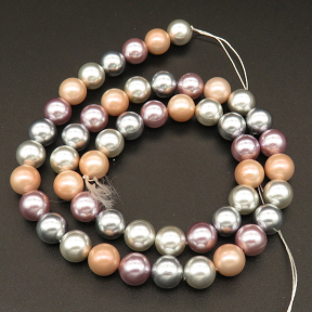 Shell Pearl Beads,Round,Dyed,Mixed color,8mm,Hole:1mm,about 48pcs/strsnd,about 36g/strand,5 strands/package,15"(38cm),XBSP00429bbov-L001