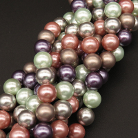Shell Pearl Beads,Round,Dyed,Mixed color,8mm,Hole:0.8mm,about 48pcs/strsnd,about 36g/strand,5 strands/package,15"(38cm),XBSP00435bbov-L001