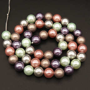 Shell Pearl Beads,Round,Dyed,Mixed color,8mm,Hole:0.8mm,about 48pcs/strsnd,about 36g/strand,5 strands/package,15"(38cm),XBSP00435bbov-L001