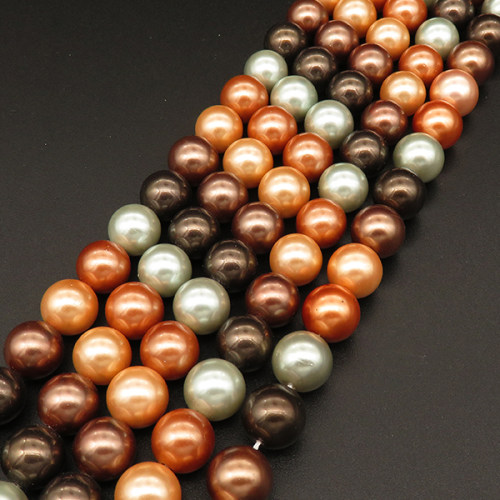 Shell Pearl Beads,Round,Dyed,Mixed color,10mm,Hole:1mm,about 38pcs/strsnd,about 55g/strand,5 strands/package,15"(38cm),XBSP00441vbpb-L001
