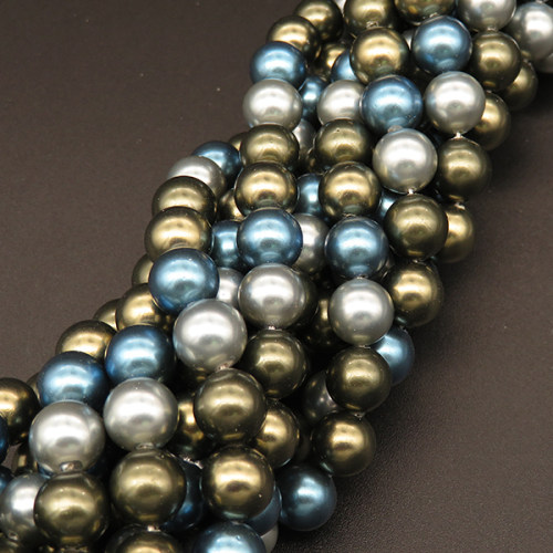 Shell Pearl Beads,Round,Dyed,Mixed color,8mm,Hole:0.8mm,about 48pcs/strsnd,about 36g/strand,5 strands/package,15"(38cm),XBSP00444bbov-L001