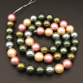 Shell Pearl Beads,Round,Dyed,Mixed color,8mm,Hole:0.8mm,about 48pcs/strsnd,about 36g/strand,5 strands/package,15"(38cm),XBSP00450bbov-L001