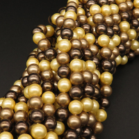 Shell Pearl Beads,Round,Dyed,Mixed color,6mm,Hole:0.5mm,about 63pcs/strsnd,about 22g/strand,5 strands/package,15"(38cm),XBSP00453vbnb-L001