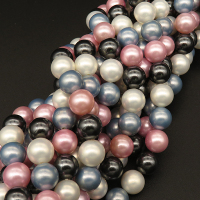 Shell Pearl Beads,Round,Dyed,Mixed color,8mm,Hole:0.8mm,about 48pcs/strsnd,about 36g/strand,5 strands/package,15"(38cm),XBSP00456bbov-L001