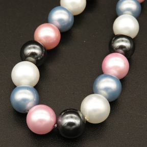 Shell Pearl Beads,Round,Dyed,Mixed color,8mm,Hole:0.8mm,about 48pcs/strsnd,about 36g/strand,5 strands/package,15"(38cm),XBSP00456bbov-L001