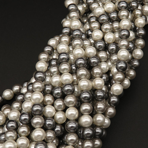 Shell Pearl Beads,Round,Dyed,Mixed color,6mm,Hole:0.8mm,about 63pcs/strsnd,about 22g/strand,5 strands/package,15"(38cm),XBSP00459vbnb-L001