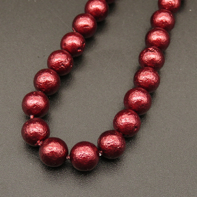 Shell Pearl Beads,Round,Frosted,Dyed,Deep wine red,6mm,Hole:0.5mm,about 63pcs/strsnd,about 22g/strand,5 strands/package,15"(38cm),XBSP00465vbnb-L001