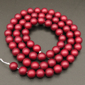 Shell Pearl Beads,Round,Frosted,Dyed,Wine red,6mm,Hole:0.5mm,about 63pcs/strsnd,about 22g/strand,5 strands/package,15"(38cm),XBSP00468vbnb-L001