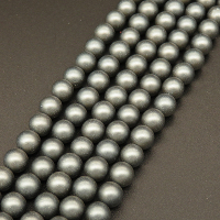 Shell Pearl Beads,Round,Frosted,Dyed,Grey,6mm,Hole:0.5mm,about 63pcs/strsnd,about 22g/strand,5 strands/package,15"(38cm),XBSP00471vbnb-L001