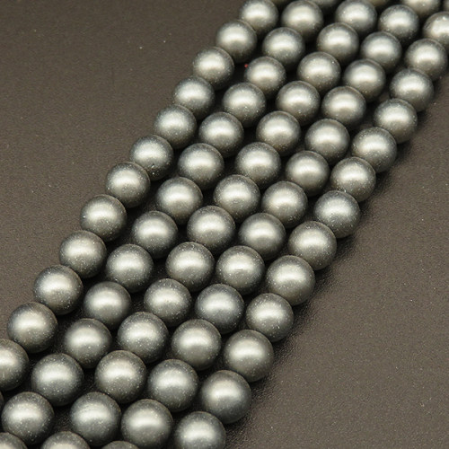 Shell Pearl Beads,Round,Frosted,Dyed,Grey,6mm,Hole:0.5mm,about 63pcs/strsnd,about 22g/strand,5 strands/package,15"(38cm),XBSP00471vbnb-L001