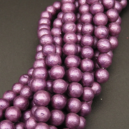 Shell Pearl Beads,Round,Frosted,Dyed,Purple,6mm,Hole:0.8mm,about 63pcs/strsnd,about 22g/strand,5 strands/package,15"(38cm),XBSP00474vbnb-L001