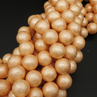 Shell Pearl Beads,Round,Frosted,Dyed,Gold,14mm,Hole:1mm,about 27pcs/strsnd,about 110g/strand,5 strands/package,15"(38cm),XBSP00480ahlv-L001