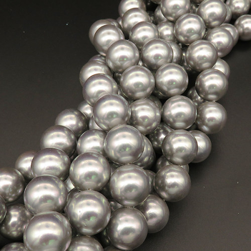 Shell Pearl Beads,Round,Dyed,AB Grey,16mm,Hole:1mm,about 25pcs/strsnd,about 130g/strand,5 strands/package,15"(38cm),XBSP00491biib-L001