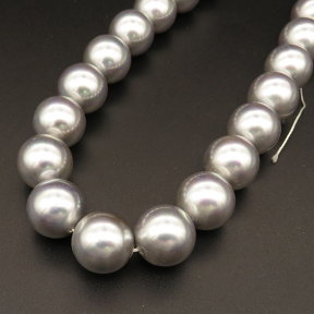 Shell Pearl Beads,Round,Dyed,AB Grey,16mm,Hole:1mm,about 25pcs/strsnd,about 130g/strand,5 strands/package,15"(38cm),XBSP00491biib-L001