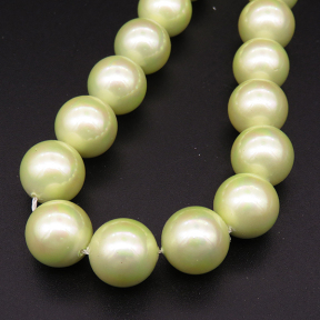 Shell Pearl Beads,Round,Dyed,AB Light green,12mm,Hole:1mm,about 32pcs/strsnd,about 80g/strand,5 strands/package,15"(38cm),XBSP00500bhia-L001
