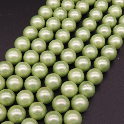 Shell Pearl Beads,Round,Dyed,AB Green,10mm,Hole:1mm,about 38pcs/strsnd,about 55g/strand,5 strands/package,15"(38cm),XBSP00509vbpb-L001