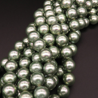 Shell Pearl Beads,Round,Dyed,AB Dark green,12mm,Hole:1mm,about 32pcs/strsnd,about 80g/strand,5 strands/package,15"(38cm),XBSP00517bhia-L001