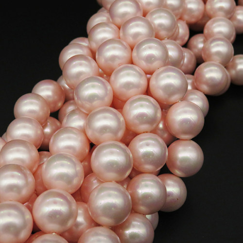 Shell Pearl Beads,Round,Dyed,AB Pink,12mm,Hole:1mm,about 32pcs/strsnd,about 80g/strand,5 strands/package,15"(38cm),XBSP00526bhia-L001