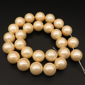 Shell Pearl Beads,Round,Dyed,AB Light Yellow,14mm,Hole:1mm,about 27pcs/strsnd,about 110g/strand,5 strands/package,15"(38cm),XBSP00529ahlv-L001