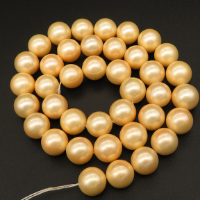 Shell Pearl Beads,Round,Dyed,AB Gold Yellow,10mm,Hole:1mm,about 38pcs/strsnd,about 55g/strand,5 strands/package,15"(38cm),XBSP00532vbpb-L001