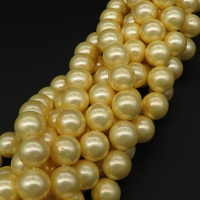 Shell Pearl Beads,Round,Dyed,AB Yellow,10mm,Hole:1mm,about 38pcs/strsnd,about 55g/strand,5 strands/package,15"(38cm),XBSP00535vbpb-L001