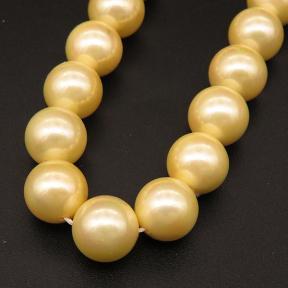 Shell Pearl Beads,Round,Dyed,AB Yellow,10mm,Hole:1mm,about 38pcs/strsnd,about 55g/strand,5 strands/package,15"(38cm),XBSP00535vbpb-L001