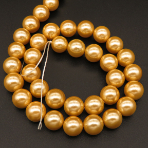 Shell Pearl Beads,Round,Dyed,AB Earth Yellow,10mm,Hole:1mm,about 38pcs/strsnd,about 55g/strand,5 strands/package,15"(38cm),XBSP00538vbpb-L001