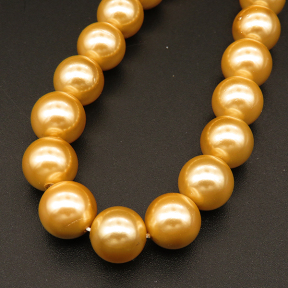 Shell Pearl Beads,Round,Dyed,AB Earth Yellow,10mm,Hole:1mm,about 38pcs/strsnd,about 55g/strand,5 strands/package,15"(38cm),XBSP00538vbpb-L001