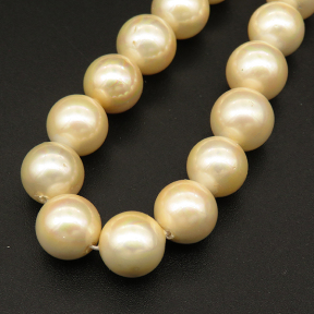 Shell Pearl Beads,Round,Dyed,AB Beige,10mm,Hole:1mm,about 45pcs/strsnd,about 48g/strand,5 strands/package,15"(38cm),XBSP00541vbpb-L001