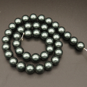 Shell Pearl Beads,Round,Dyed,Dark green,10mm,Hole:1mm,about 38pcs/strsnd,about 55g/strand,5 strands/package,15"(38cm),XBSP00550vbpb-L001